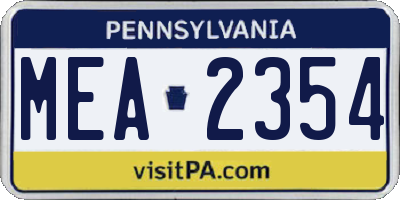 PA license plate MEA2354