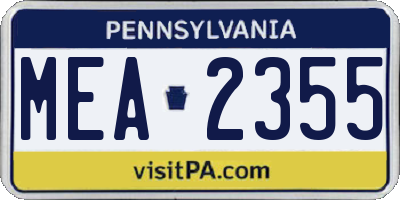 PA license plate MEA2355