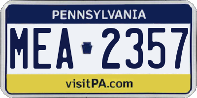 PA license plate MEA2357