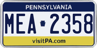 PA license plate MEA2358