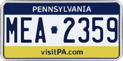 PA license plate MEA2359