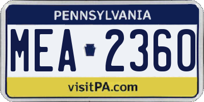 PA license plate MEA2360