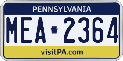 PA license plate MEA2364