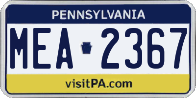 PA license plate MEA2367