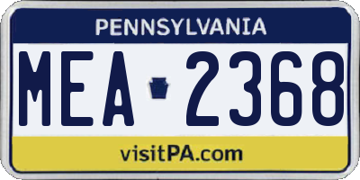 PA license plate MEA2368