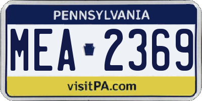 PA license plate MEA2369