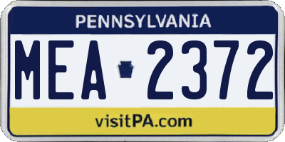 PA license plate MEA2372