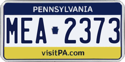 PA license plate MEA2373