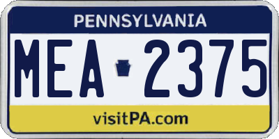 PA license plate MEA2375