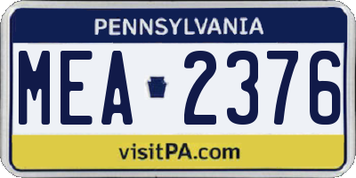 PA license plate MEA2376