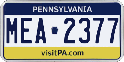 PA license plate MEA2377