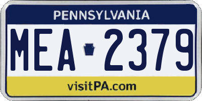 PA license plate MEA2379