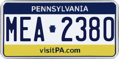 PA license plate MEA2380