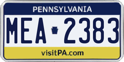 PA license plate MEA2383