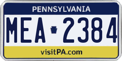 PA license plate MEA2384