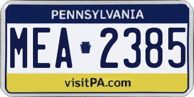 PA license plate MEA2385