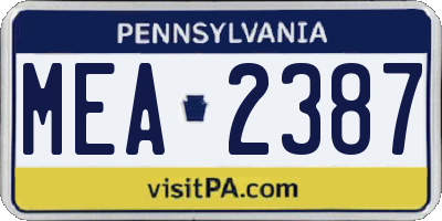 PA license plate MEA2387