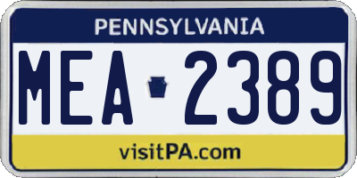 PA license plate MEA2389