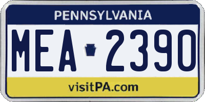 PA license plate MEA2390