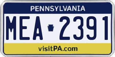 PA license plate MEA2391