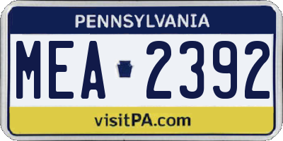 PA license plate MEA2392