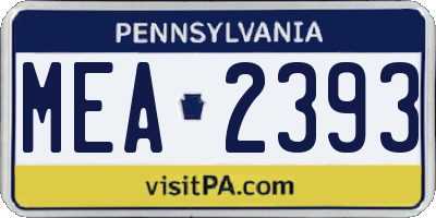 PA license plate MEA2393