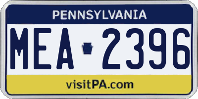 PA license plate MEA2396