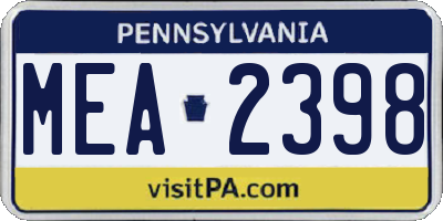 PA license plate MEA2398