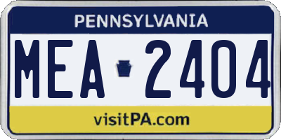 PA license plate MEA2404