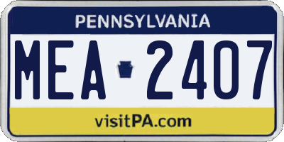 PA license plate MEA2407