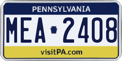 PA license plate MEA2408