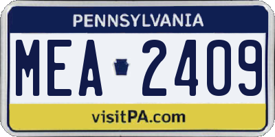 PA license plate MEA2409
