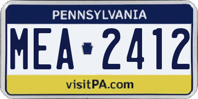 PA license plate MEA2412