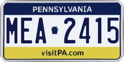 PA license plate MEA2415
