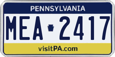 PA license plate MEA2417