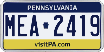PA license plate MEA2419