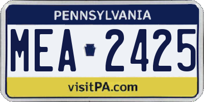 PA license plate MEA2425