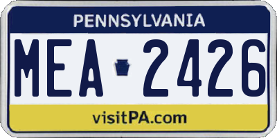 PA license plate MEA2426
