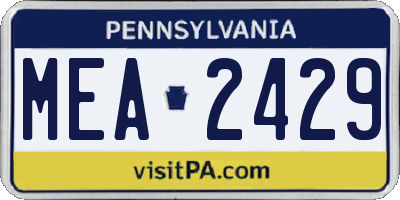PA license plate MEA2429