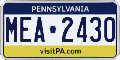 PA license plate MEA2430