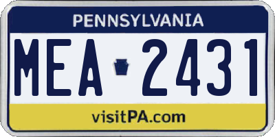 PA license plate MEA2431