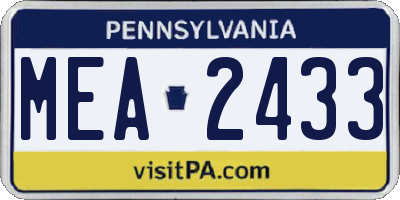 PA license plate MEA2433