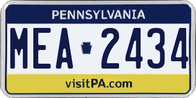 PA license plate MEA2434