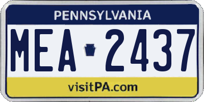 PA license plate MEA2437
