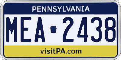 PA license plate MEA2438