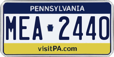 PA license plate MEA2440