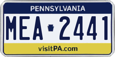 PA license plate MEA2441