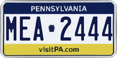 PA license plate MEA2444