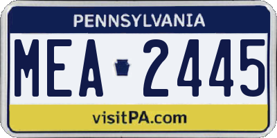 PA license plate MEA2445