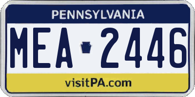 PA license plate MEA2446